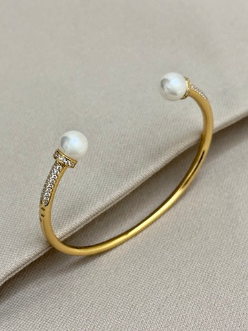 Twin Pearl Open Bracelet