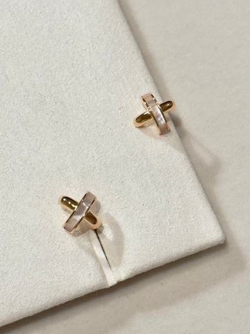 Pearly Cross Stud Earrings