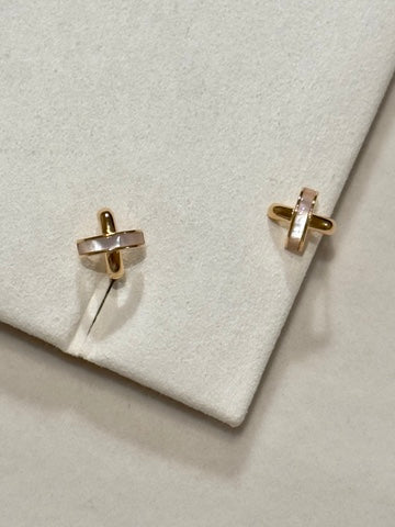 Pearly Cross Stud Earrings