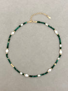 Pearly Malachite Bead Necklace