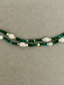 Pearly Malachite Bead Necklace