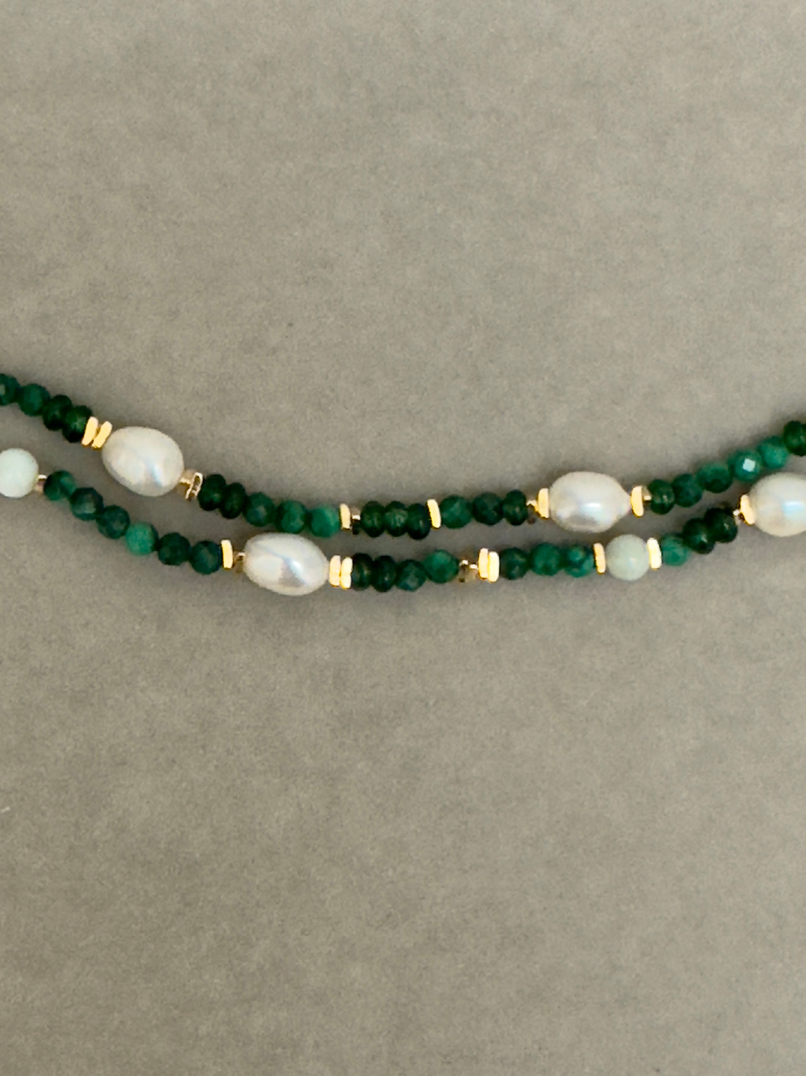 Pearly Malachite Bead Necklace