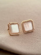 Pearly Square Stud Earrings